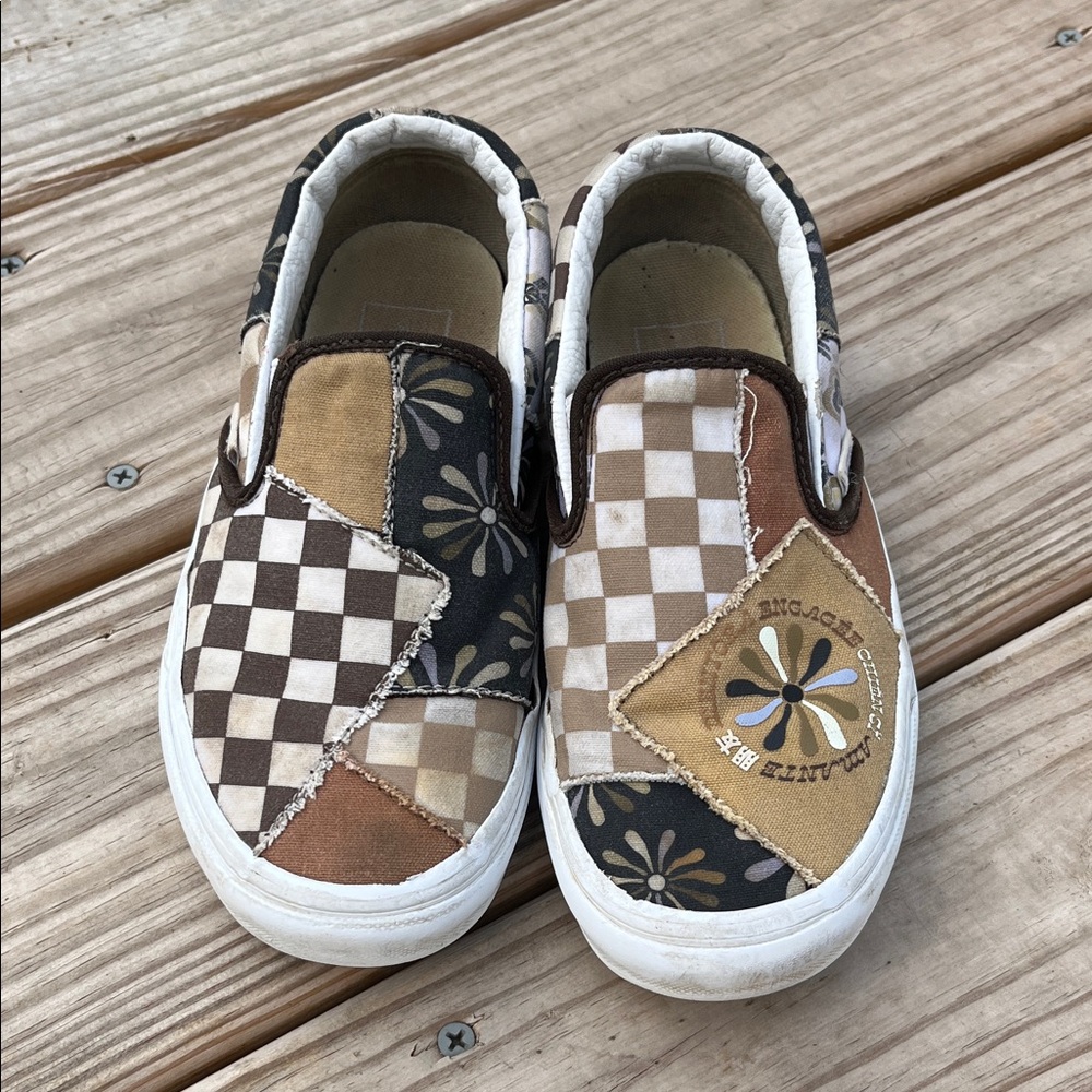 Vans Patchwork Slip-On Sneakers - Black, Brown, Cream